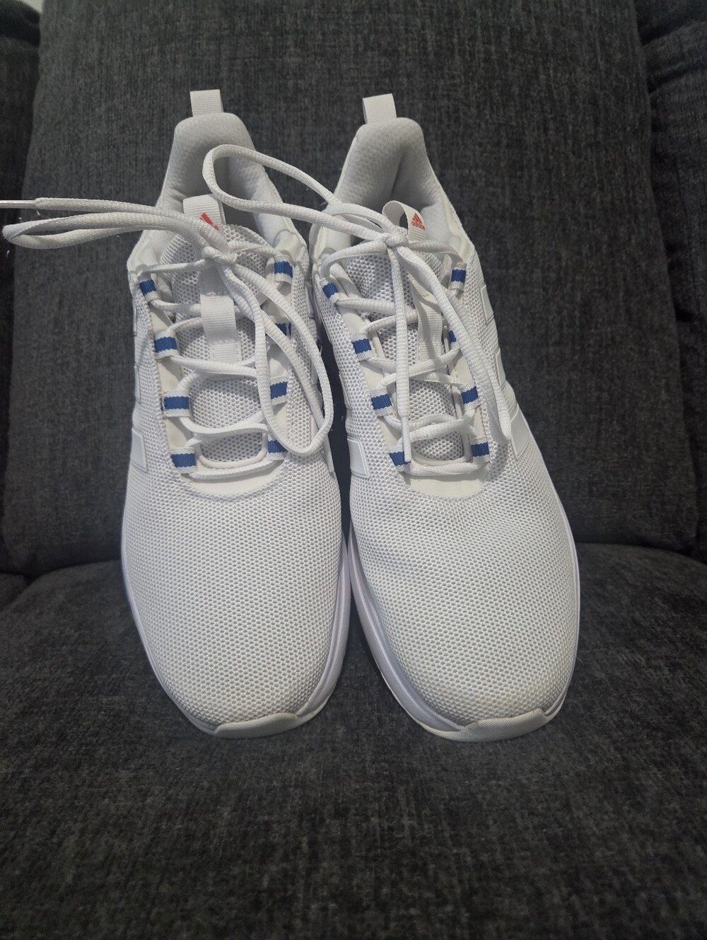 White Athletic Sneakers with Blue Accents